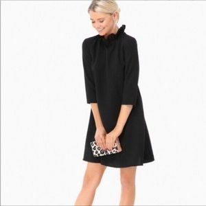 Tuckernuck Black Daphne Dress Long Sleeve Swing High-Neck Ruffle Collar Bow Sz L